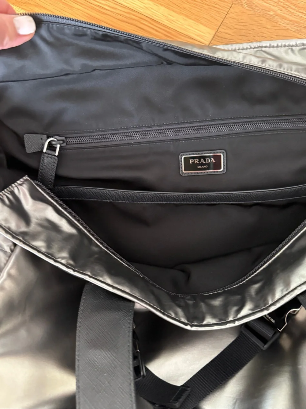 Prada Tessuto Metallic Technical Tote